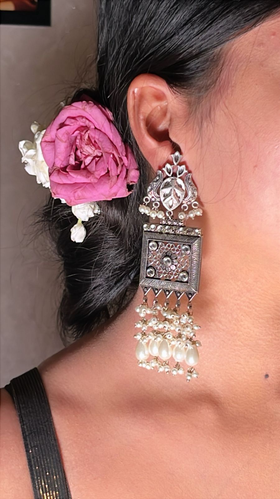 Traditional Silver and Pearl Earrings