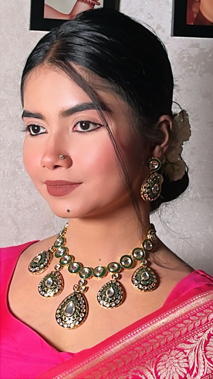 The Emerald Bloom Kundan Jadau Necklace Set