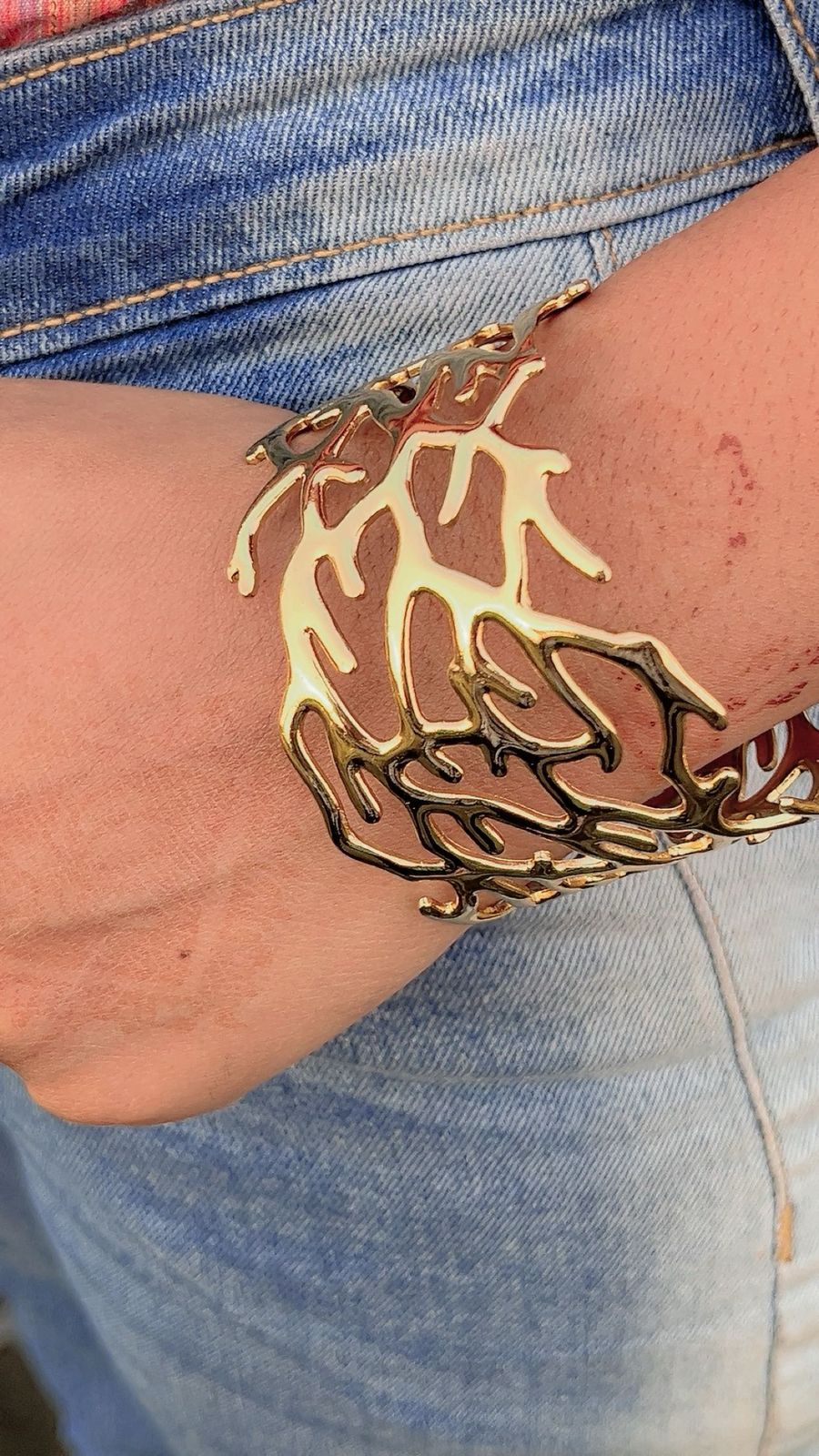 Anti tarnish Gold Abstract Coral Cuff Bracelet