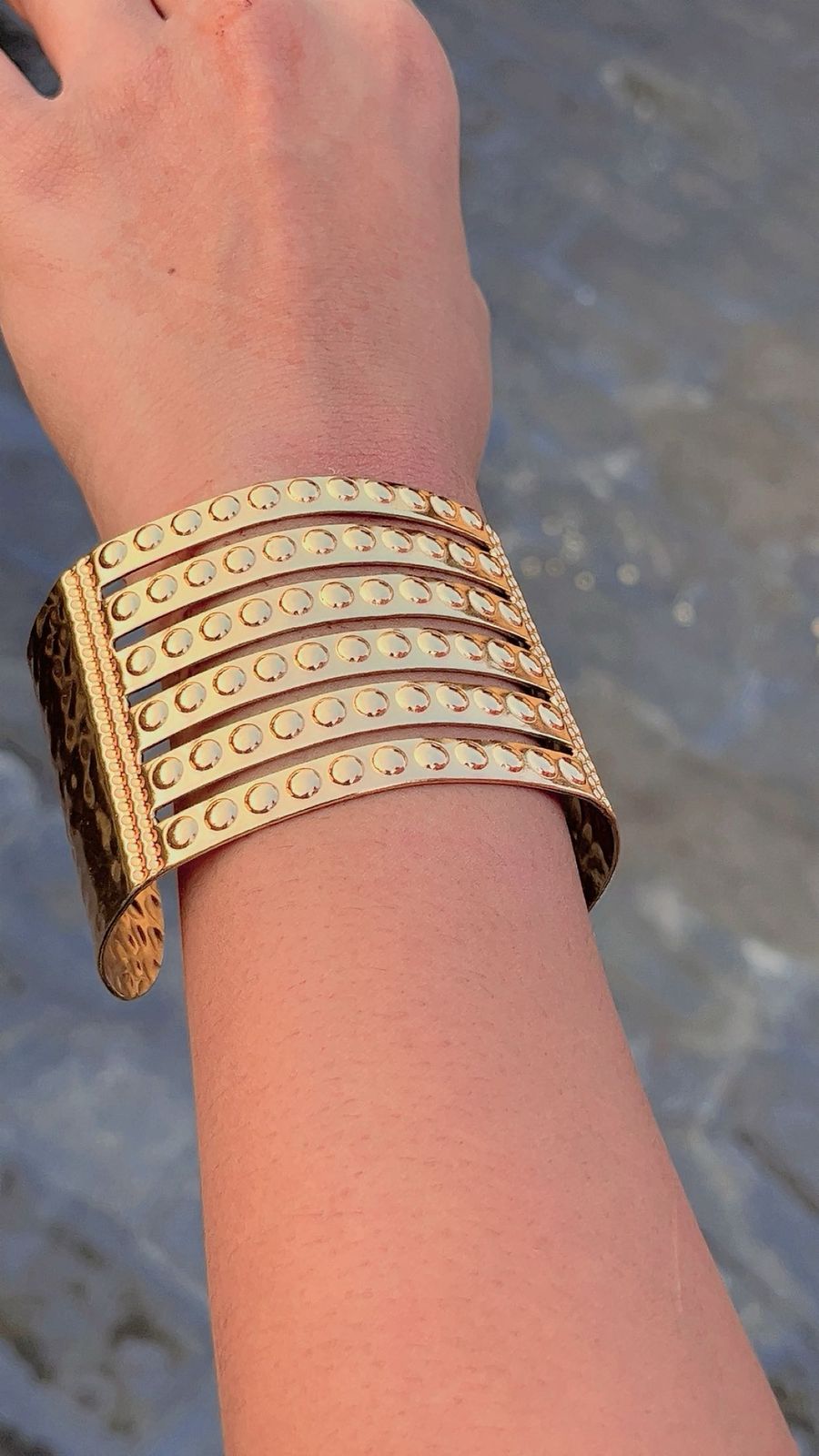 Anti tarnish Modern Beaded Gold Cuff Bracelet