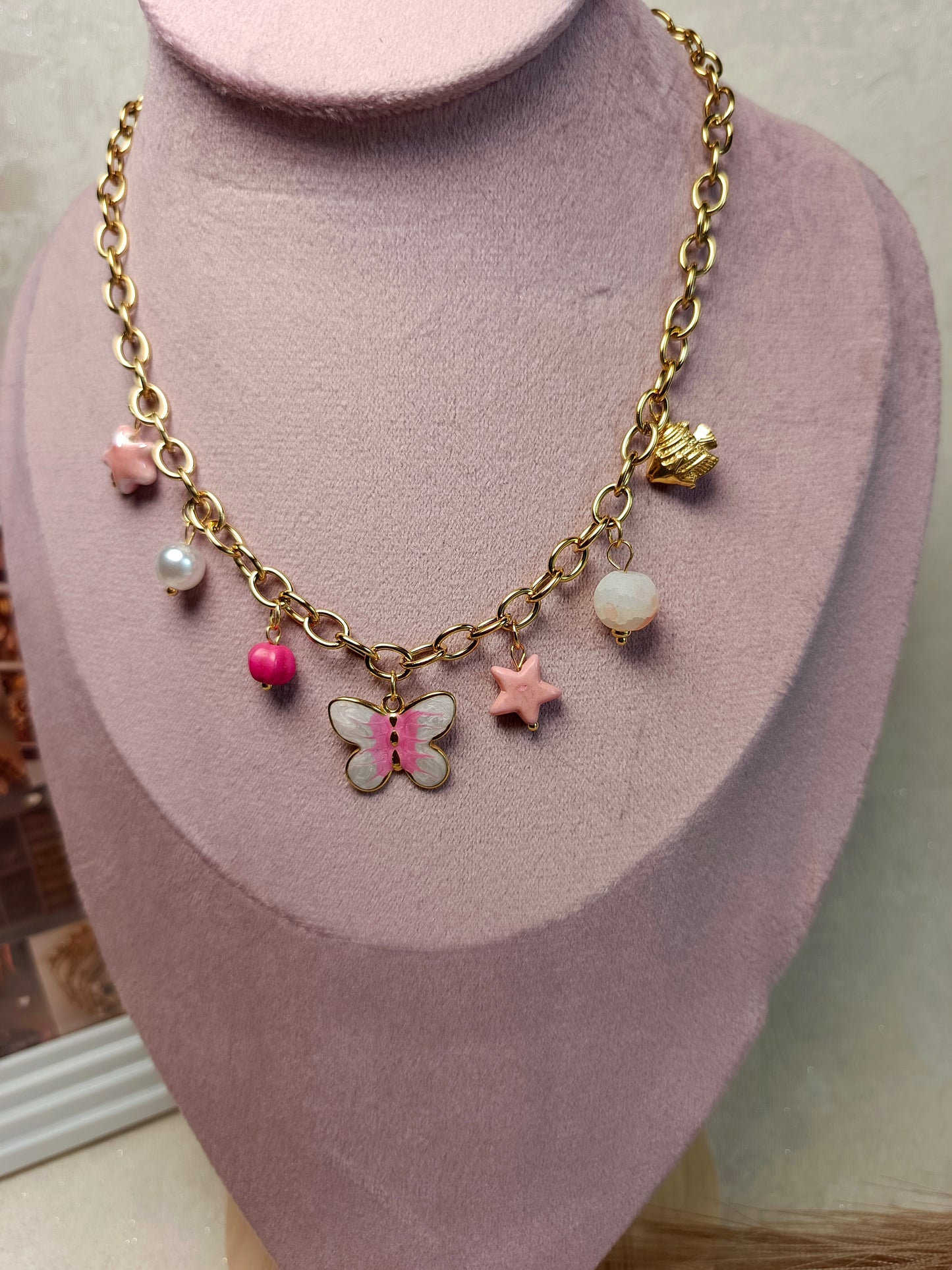 Whimsical Butterfly & Star Charm Necklace
