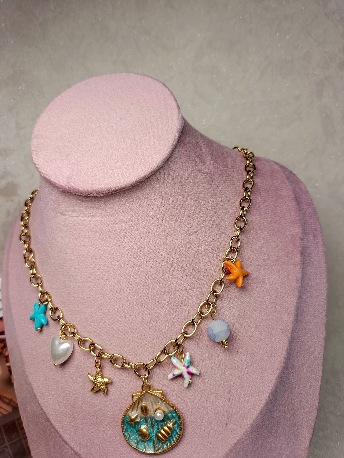 Anti tarnish Ocean's Treasure Enamel Seashell Necklace