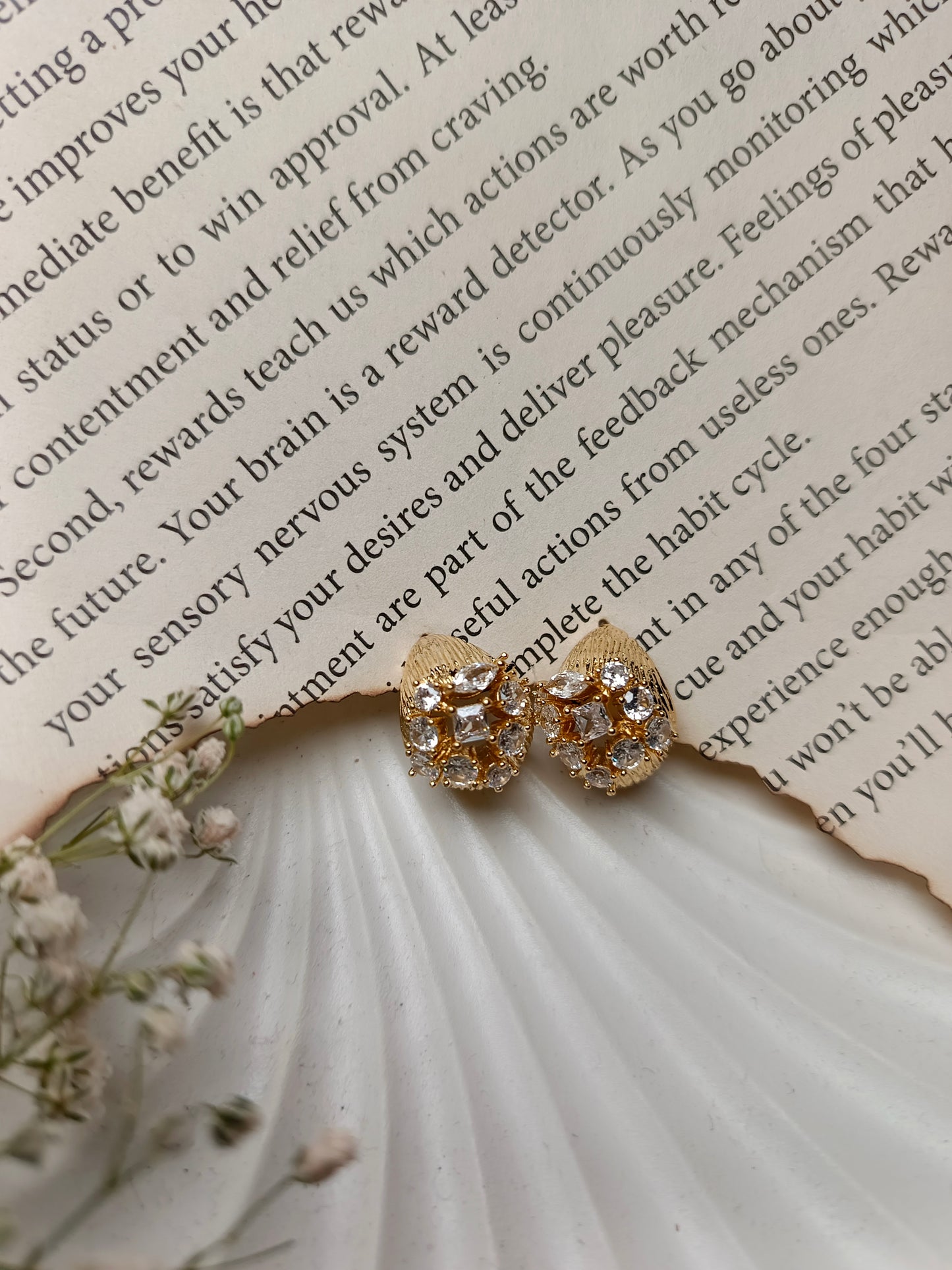 Anti tarnish Glamorous Crystal Cluster anti tarnish Stud Earrings | Gold-Toned