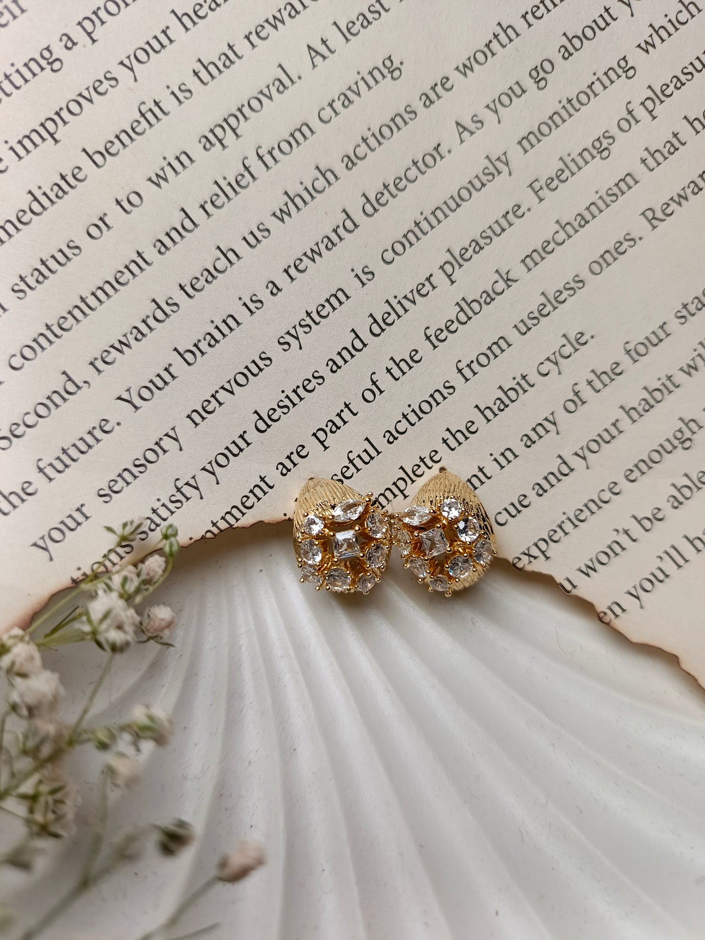 Anti tarnish Glamorous Crystal Cluster anti tarnish Stud Earrings | Gold-Toned