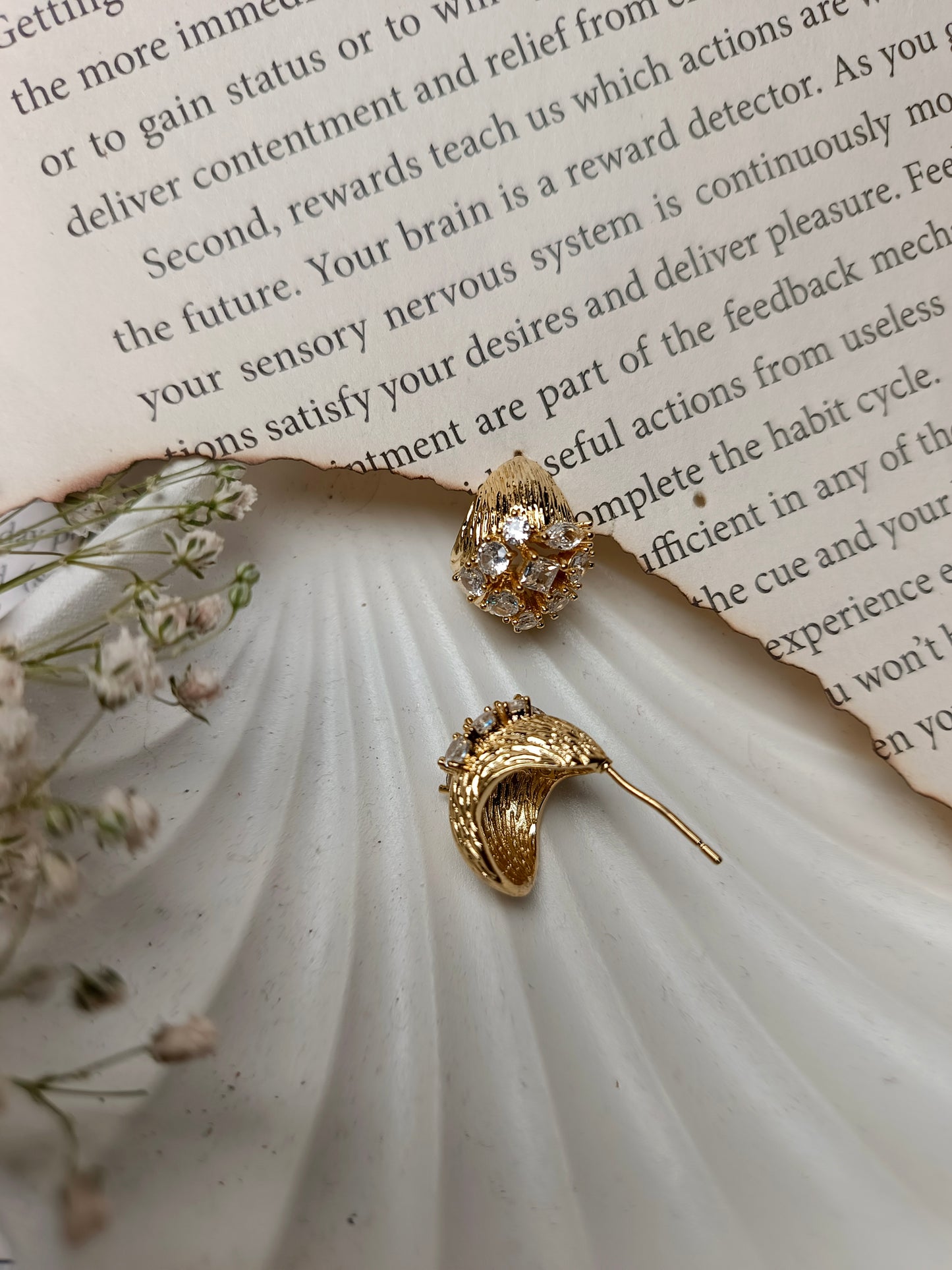 Anti tarnish Glamorous Crystal Cluster anti tarnish Stud Earrings | Gold-Toned