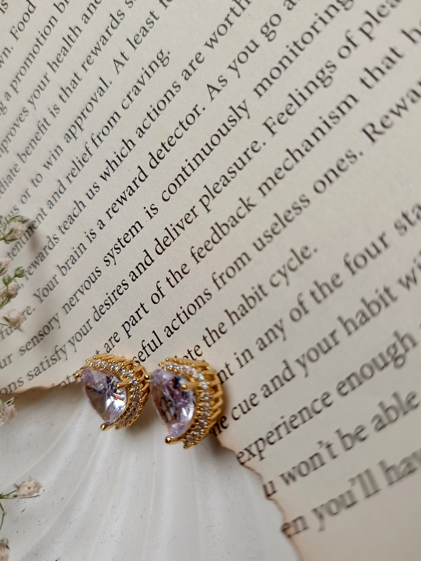 Romantic Crystal Heart anti tarnish Stud Earrings | Gold-Toned