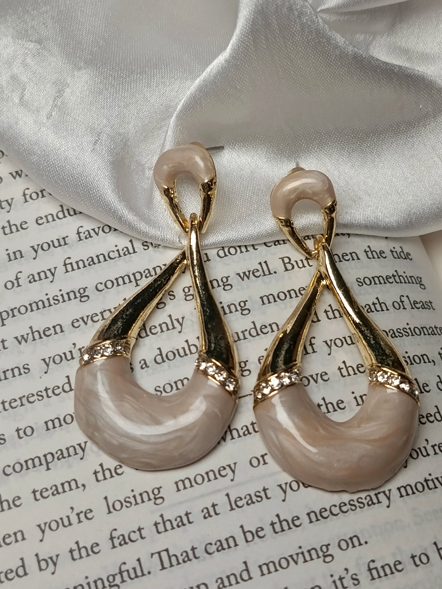 Abstract Marbled Resin Drop Earrings | Gold-Toned