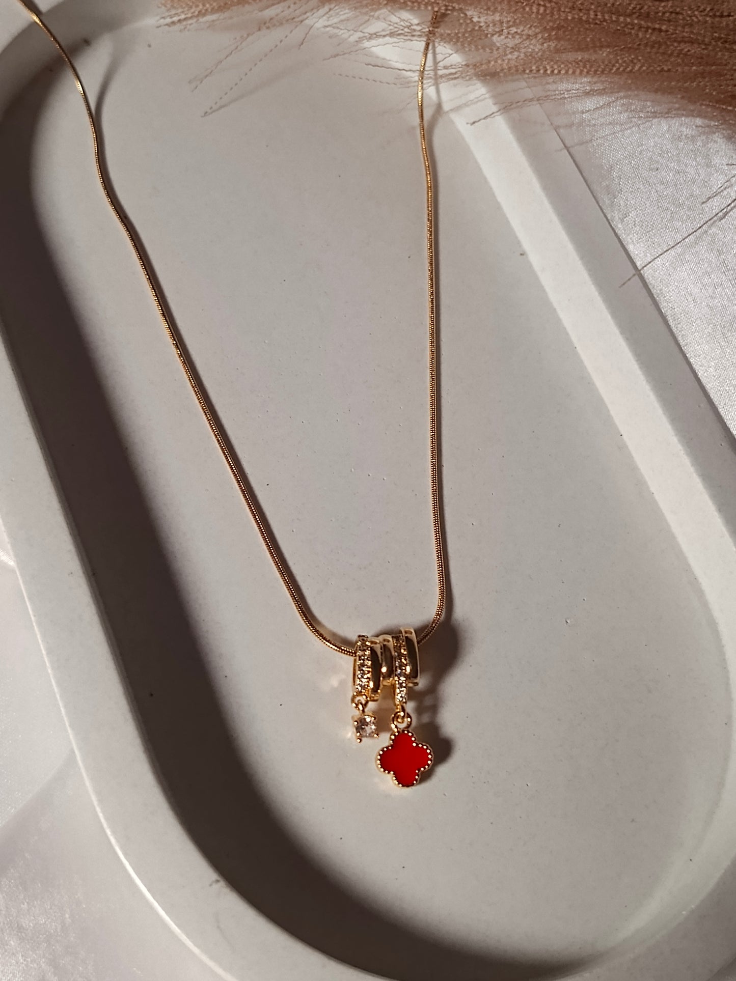 Anti tarnish Golden Lucky Clover Charm Necklace
