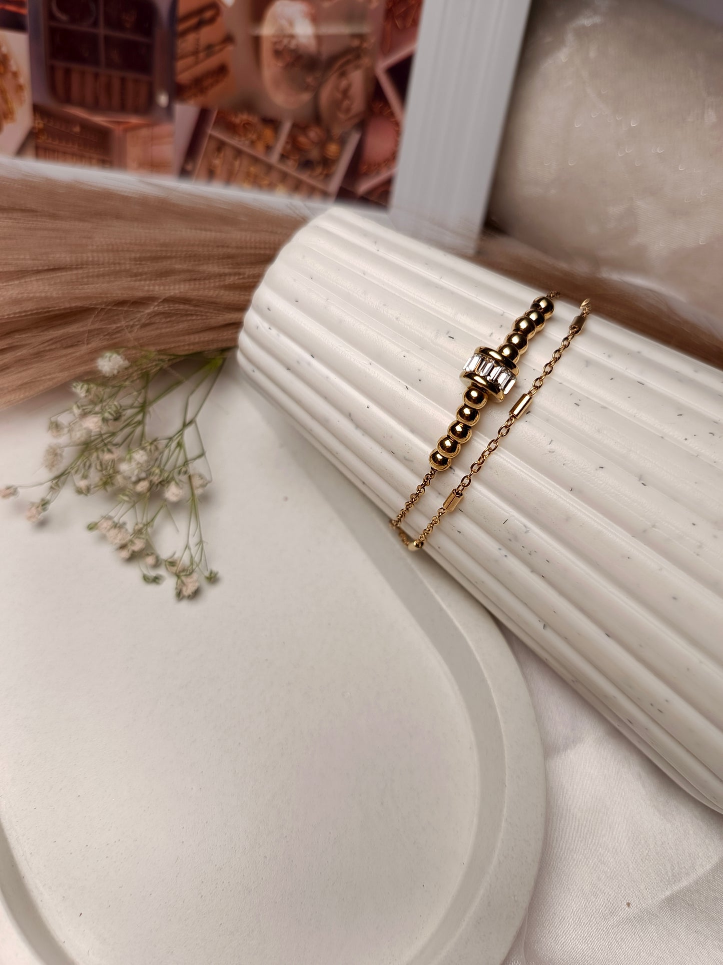 Modern Crystal Bar & Beaded Bracelet