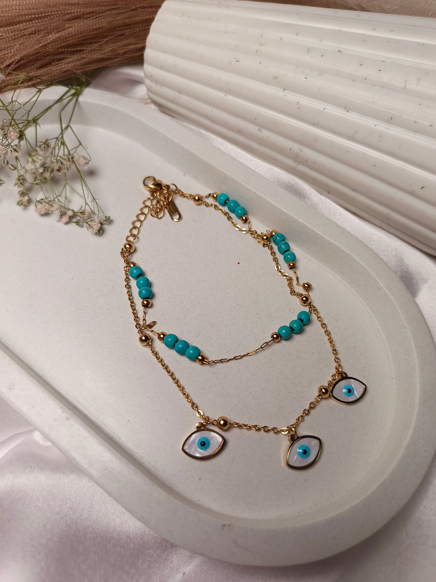 Anti tarnish Gold Plated 'Evil Eye' Anklet