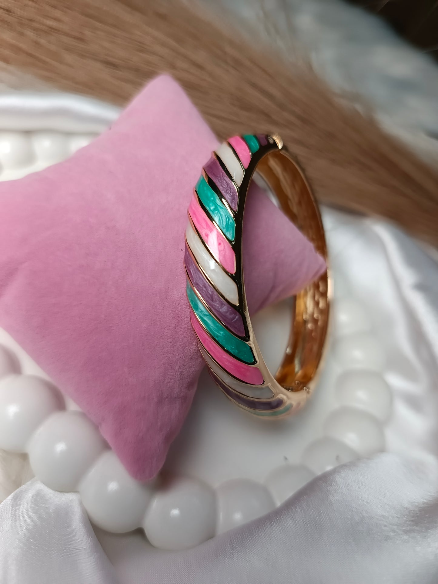 Multicolored Striped Enamel Bangle