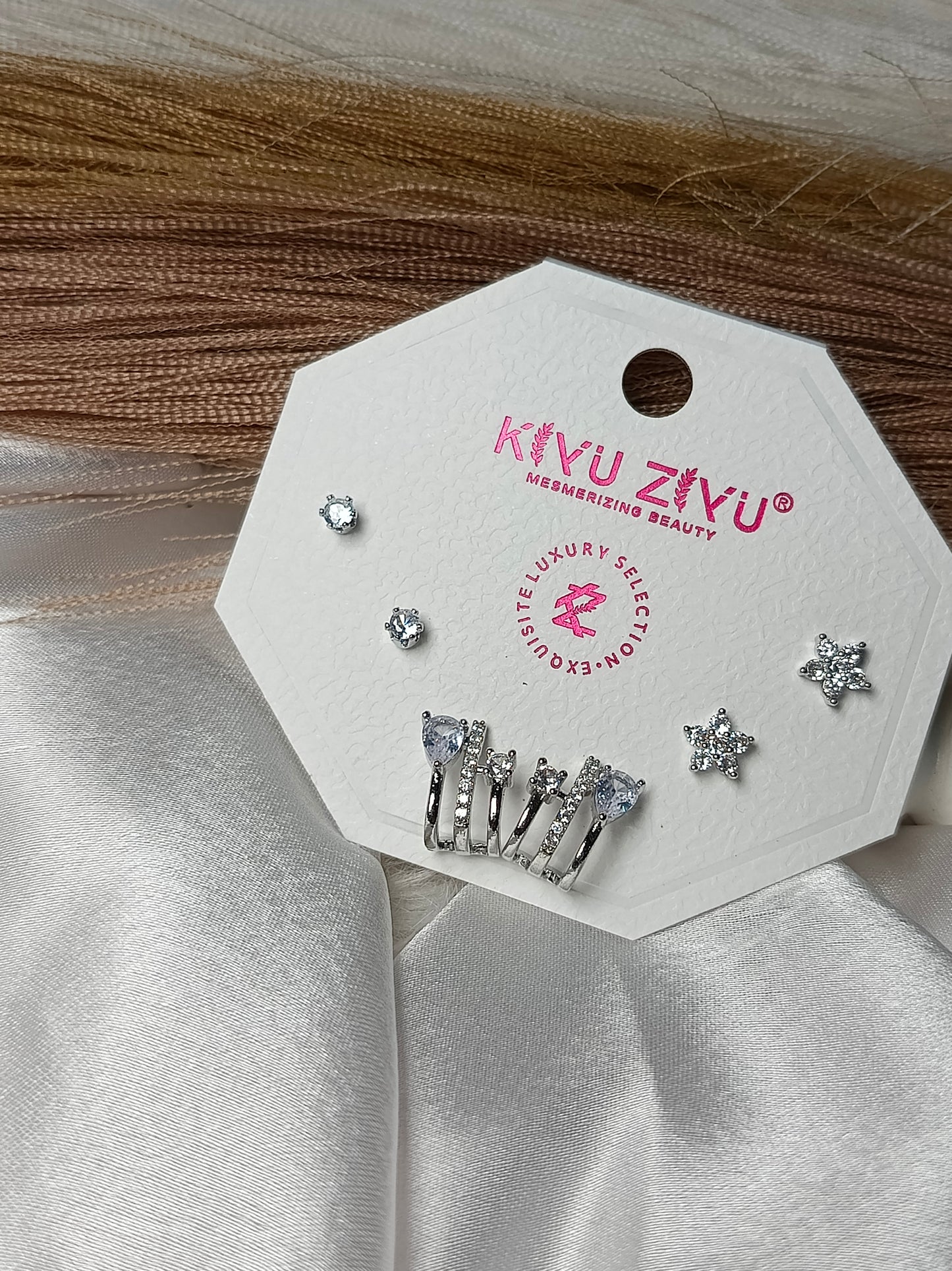 Silver-Tone Ear Cuff and Stud Set
