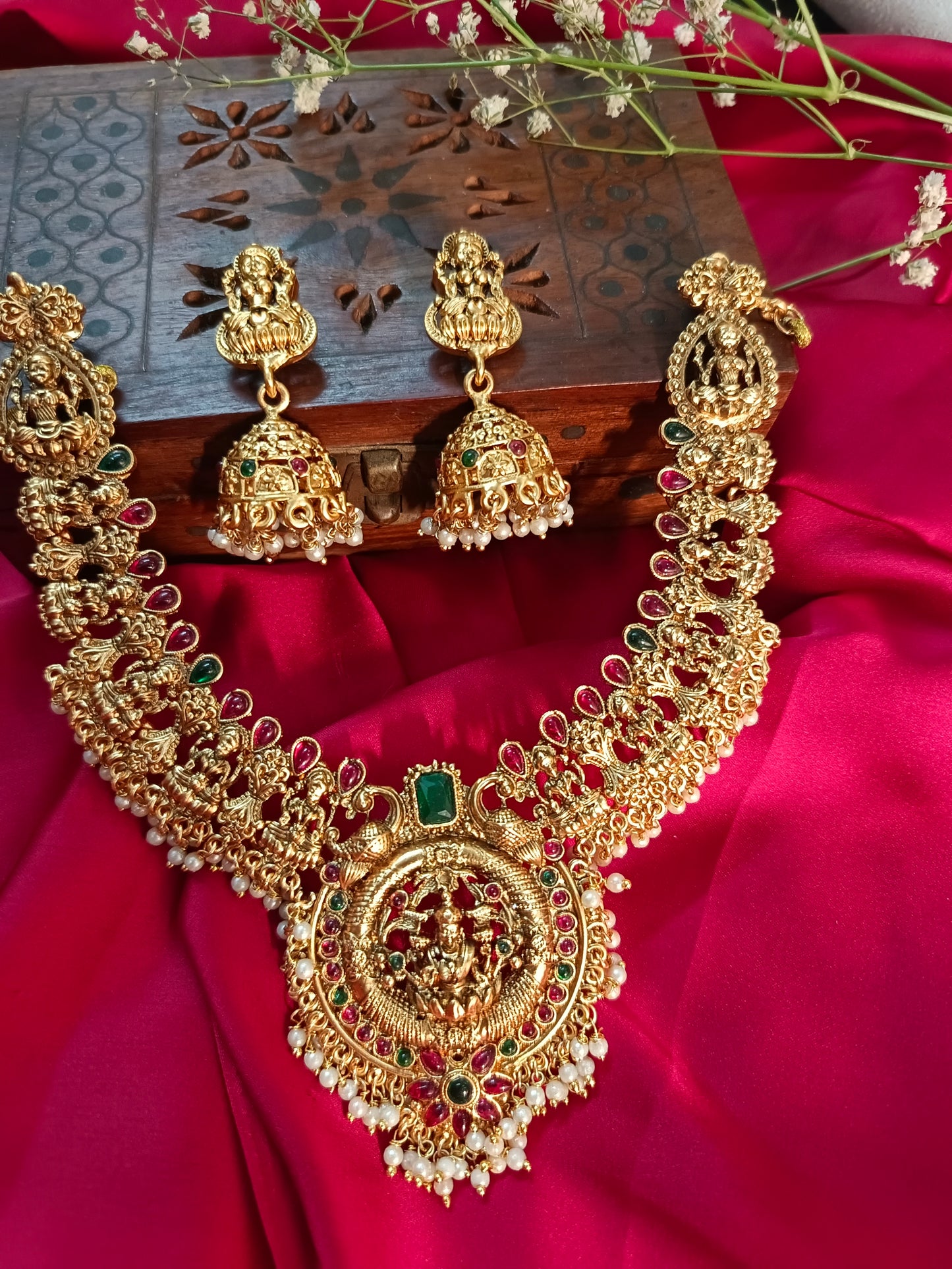 Antique Gold-Plated Lakshmi Temple Jewelry Set