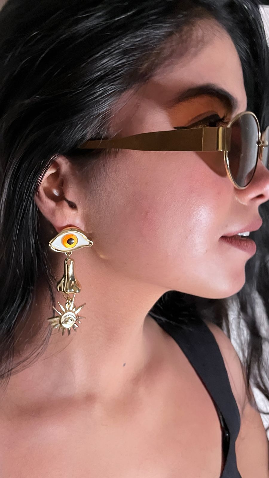 Anti taarnish Eye, Nose, and Sun Drop Earrings