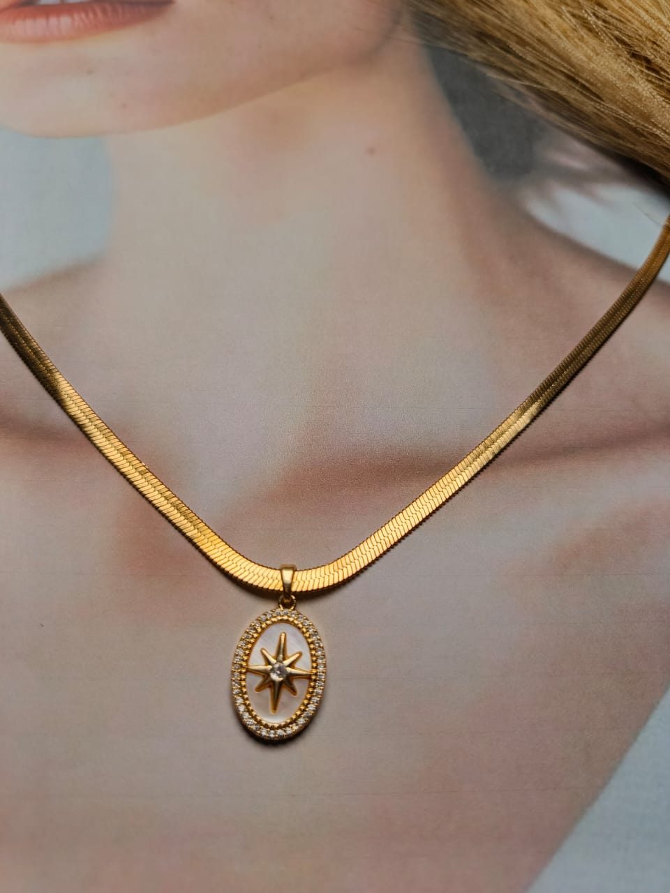 Anti-Tarnish Gold-Plated Compass Medallion Necklace
