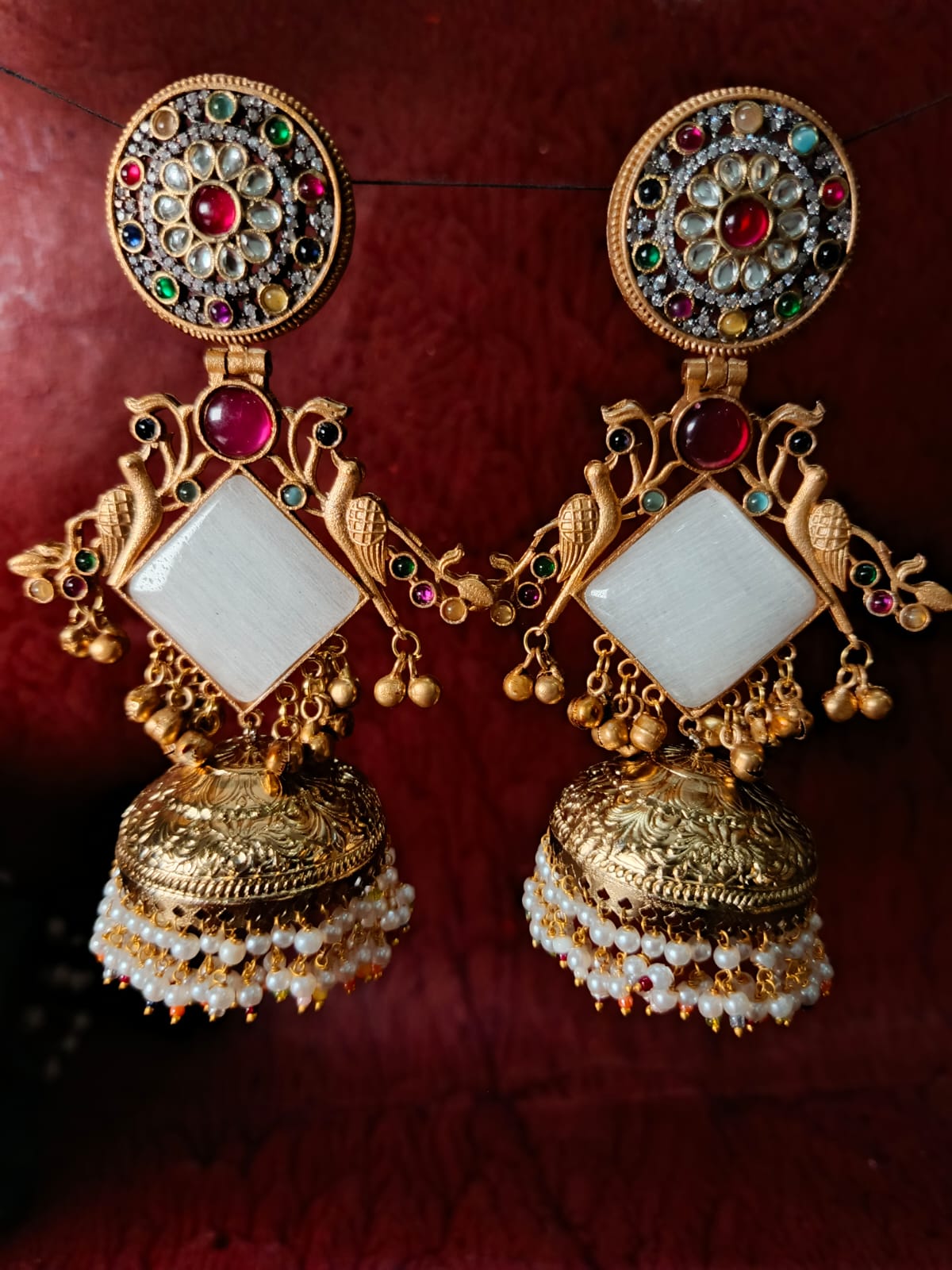 Magnificent Gold Plated Brass Jhumka Earrings