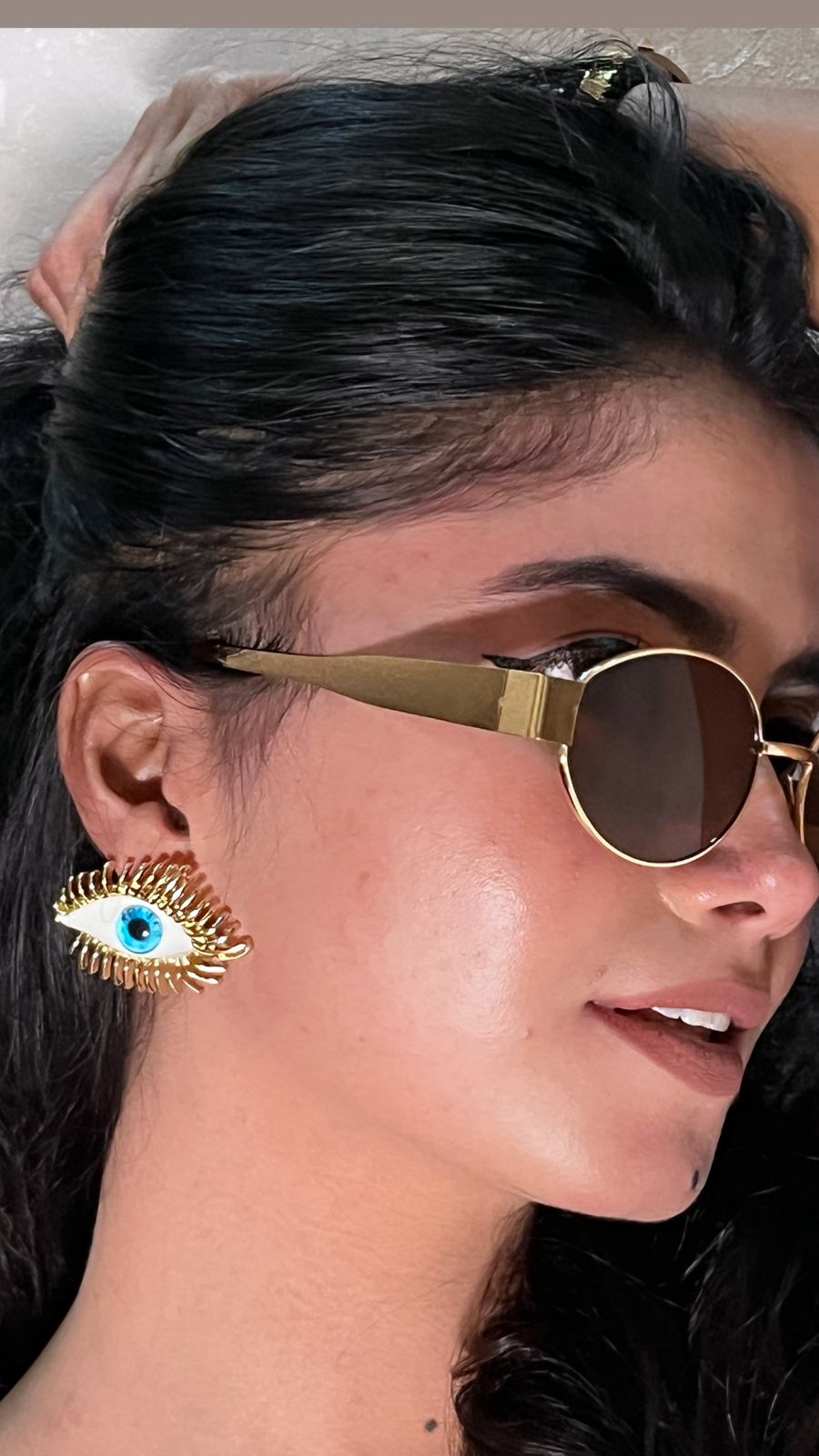 Anti tarnish Golden Evil Eye Earrings