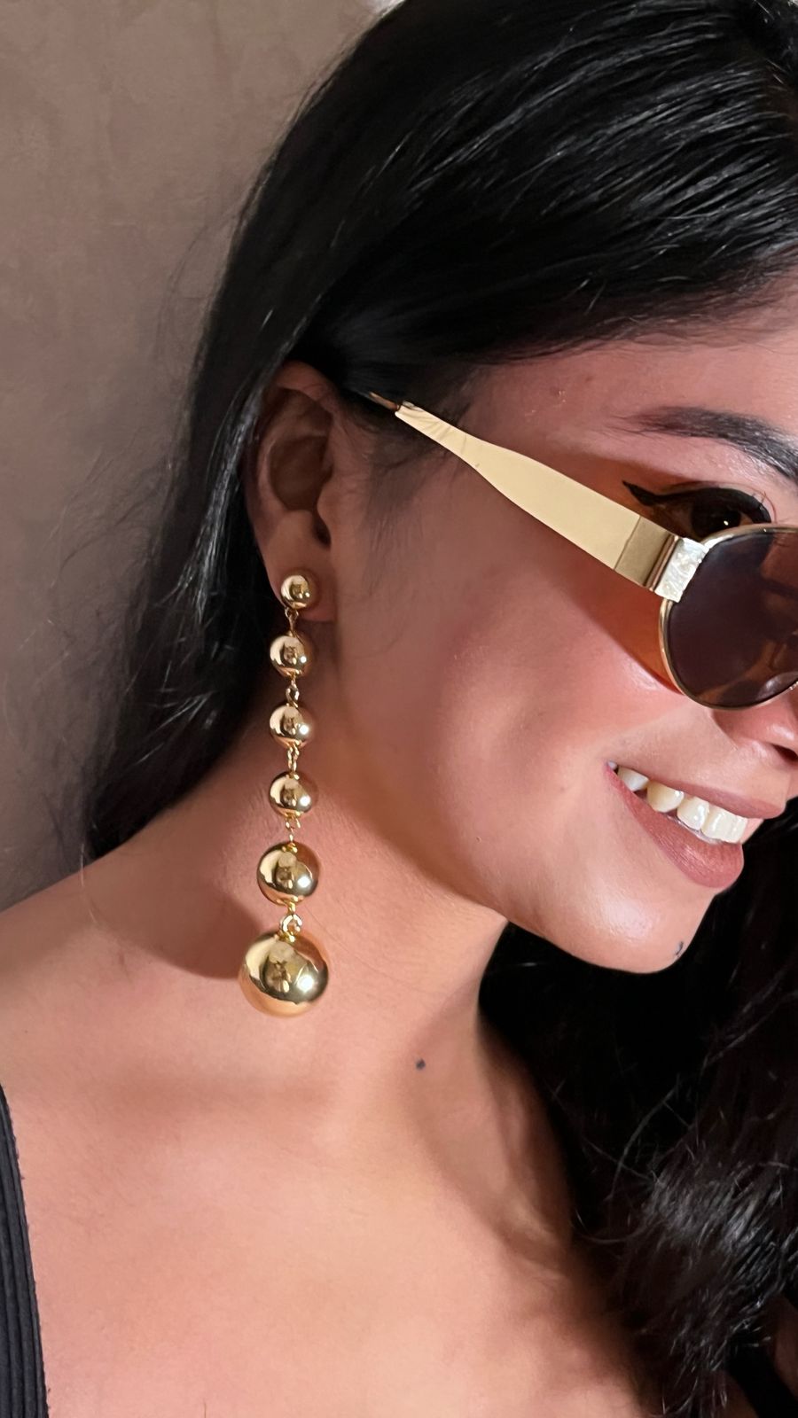 Anti tarnish Graduated Golden Ball Drop Earrings
