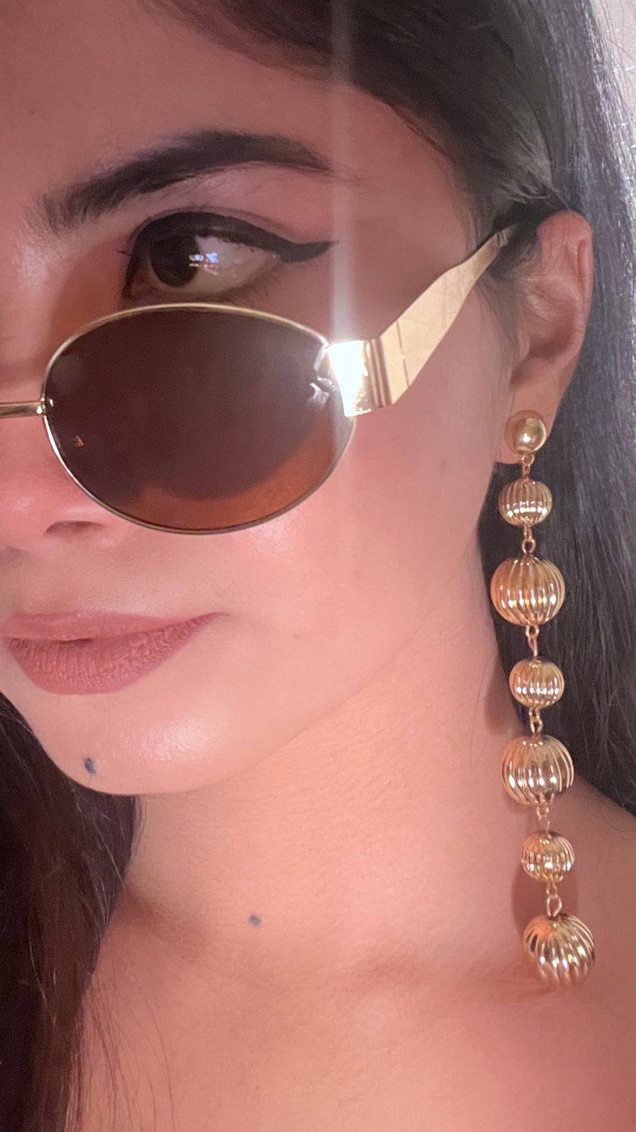 Anti tarnish Golden Tiered Drop Earrings