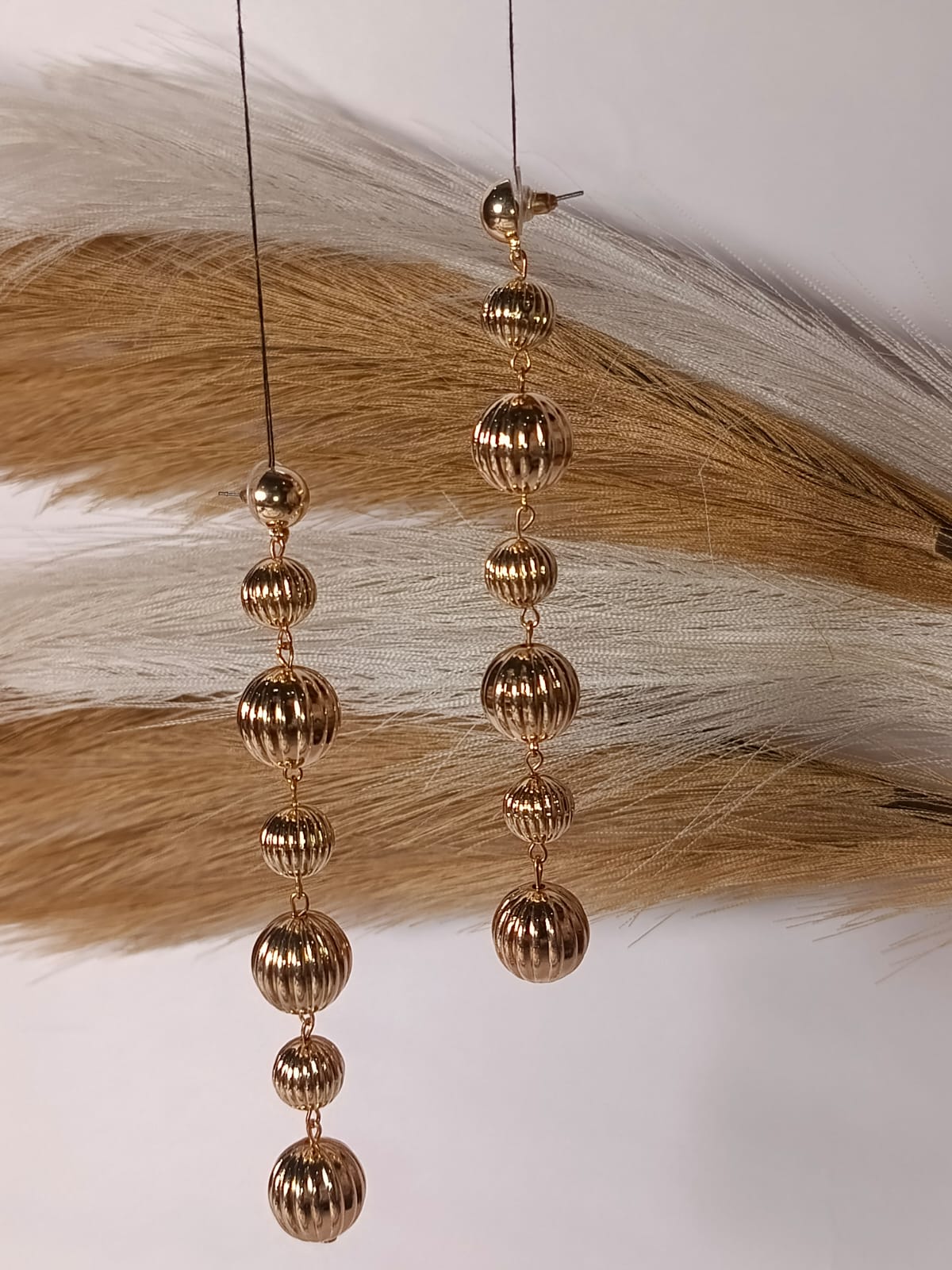 Anti tarnish Golden Tiered Drop Earrings