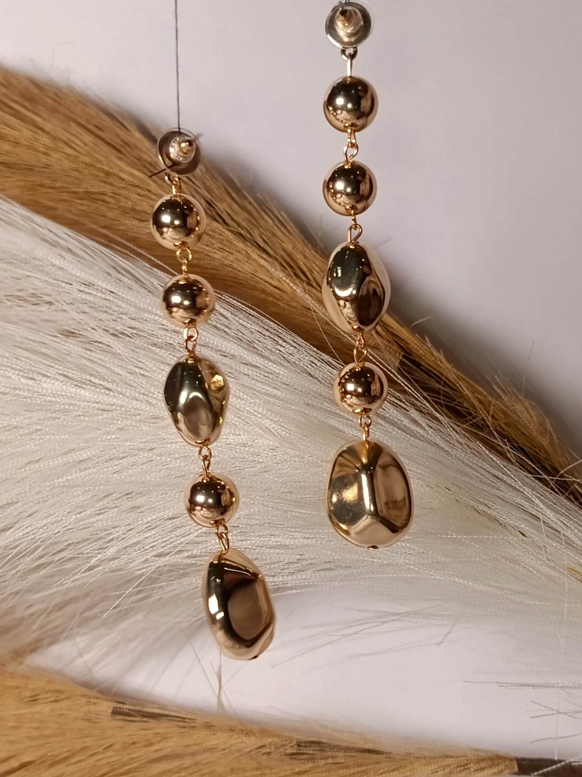 Anti tarnish Mixed Shape Golden Drop Earrings