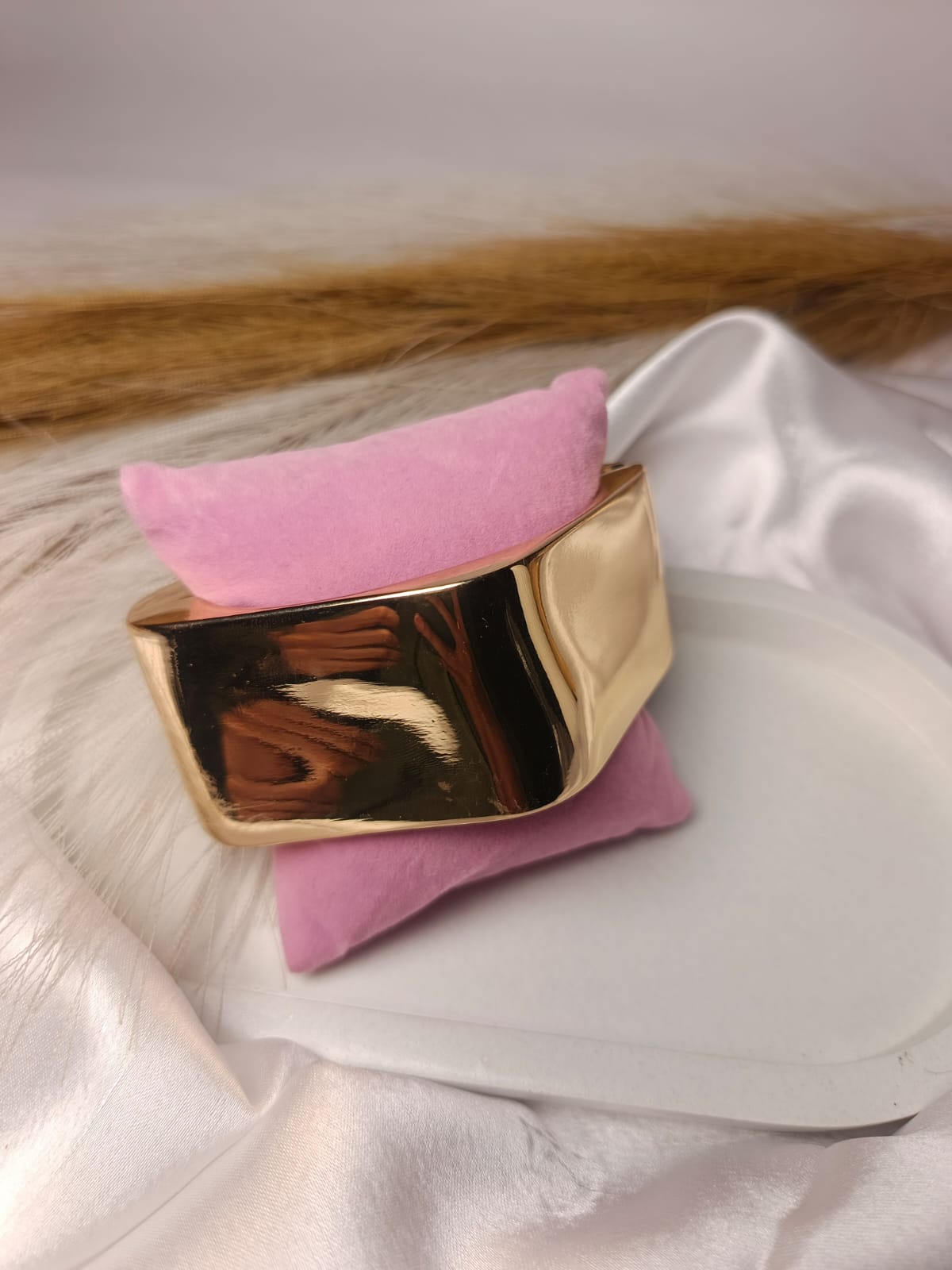 Gold Square Statement Openable Bangle