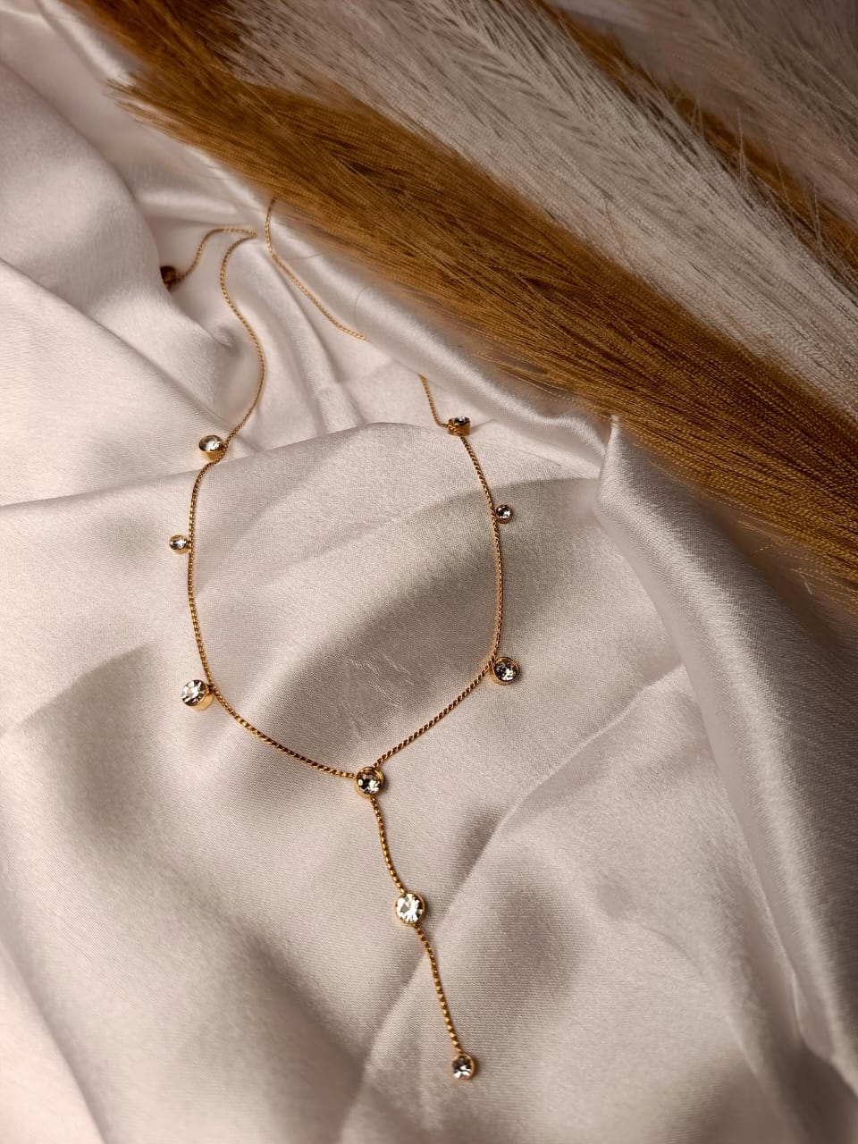 Anti-Tarnish Gold-Plated Dangle Lariat Necklace