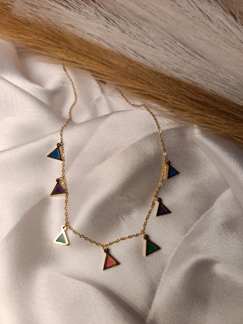 Anti-Tarnish Gold-Plated Triangle Dangle Necklace
