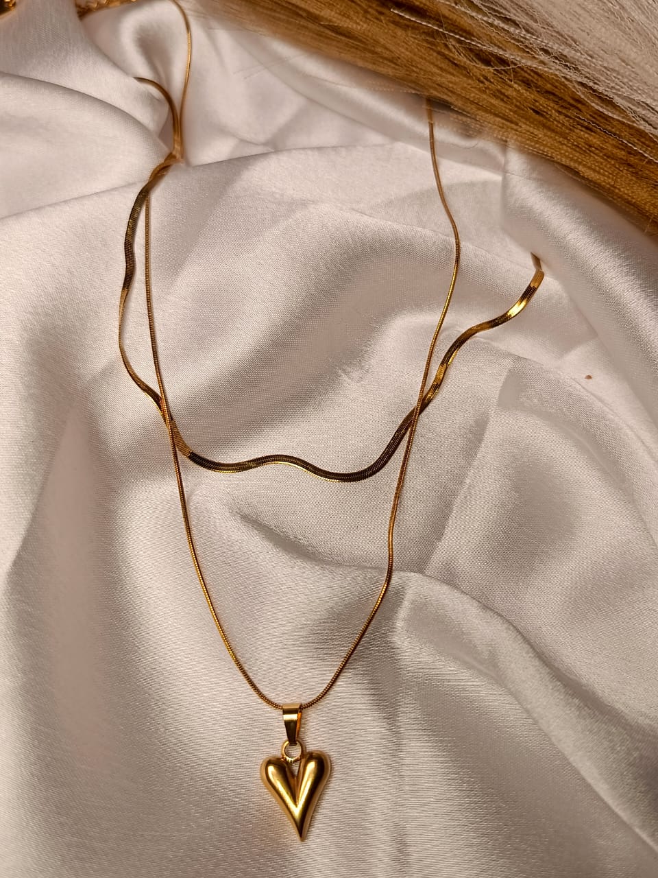 Anti-Tarnish Gold-Plated Puffed Heart Necklace