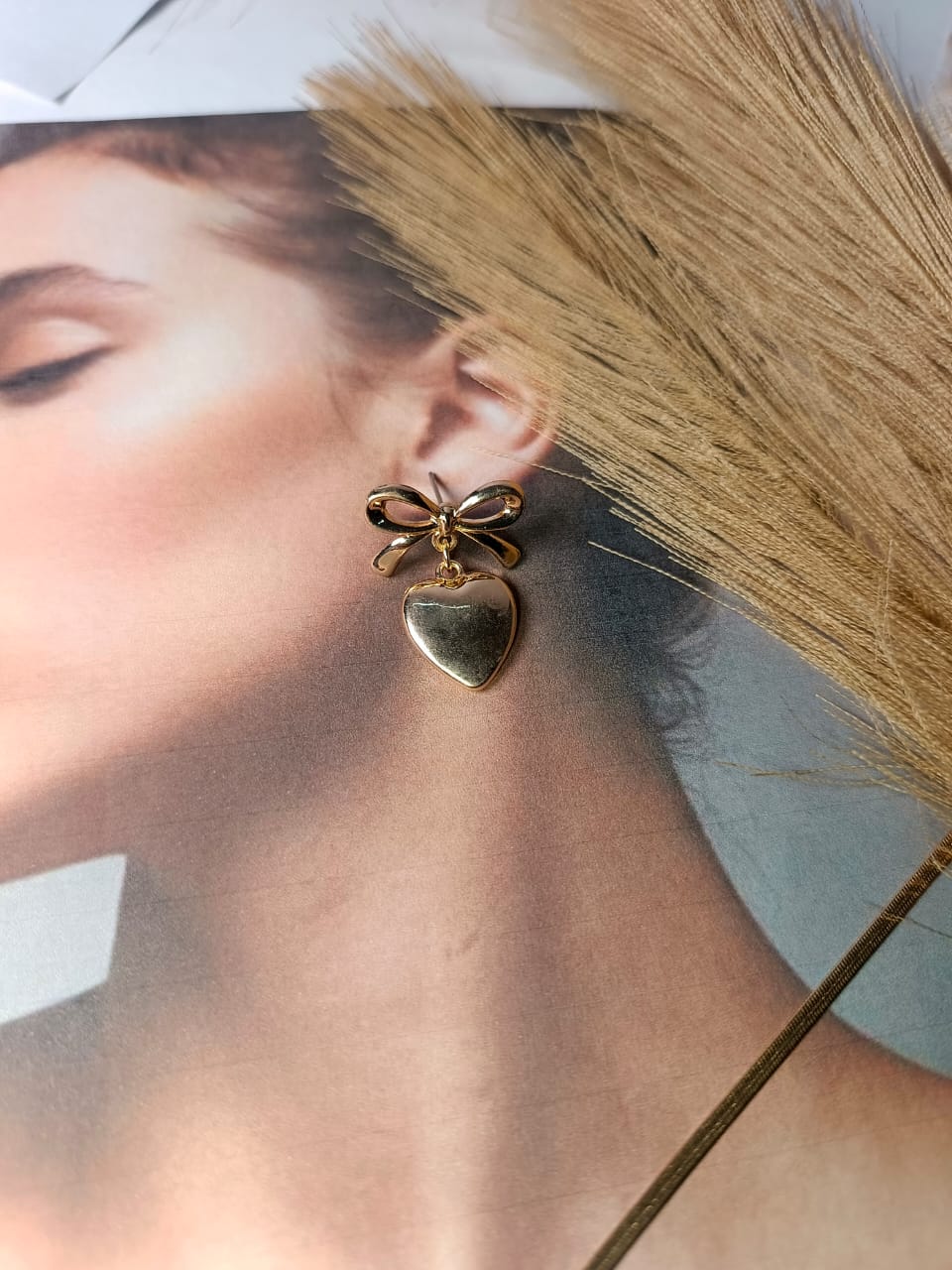 Anti-Tarnish Gold-Plated Bow & Heart Jewelry Set