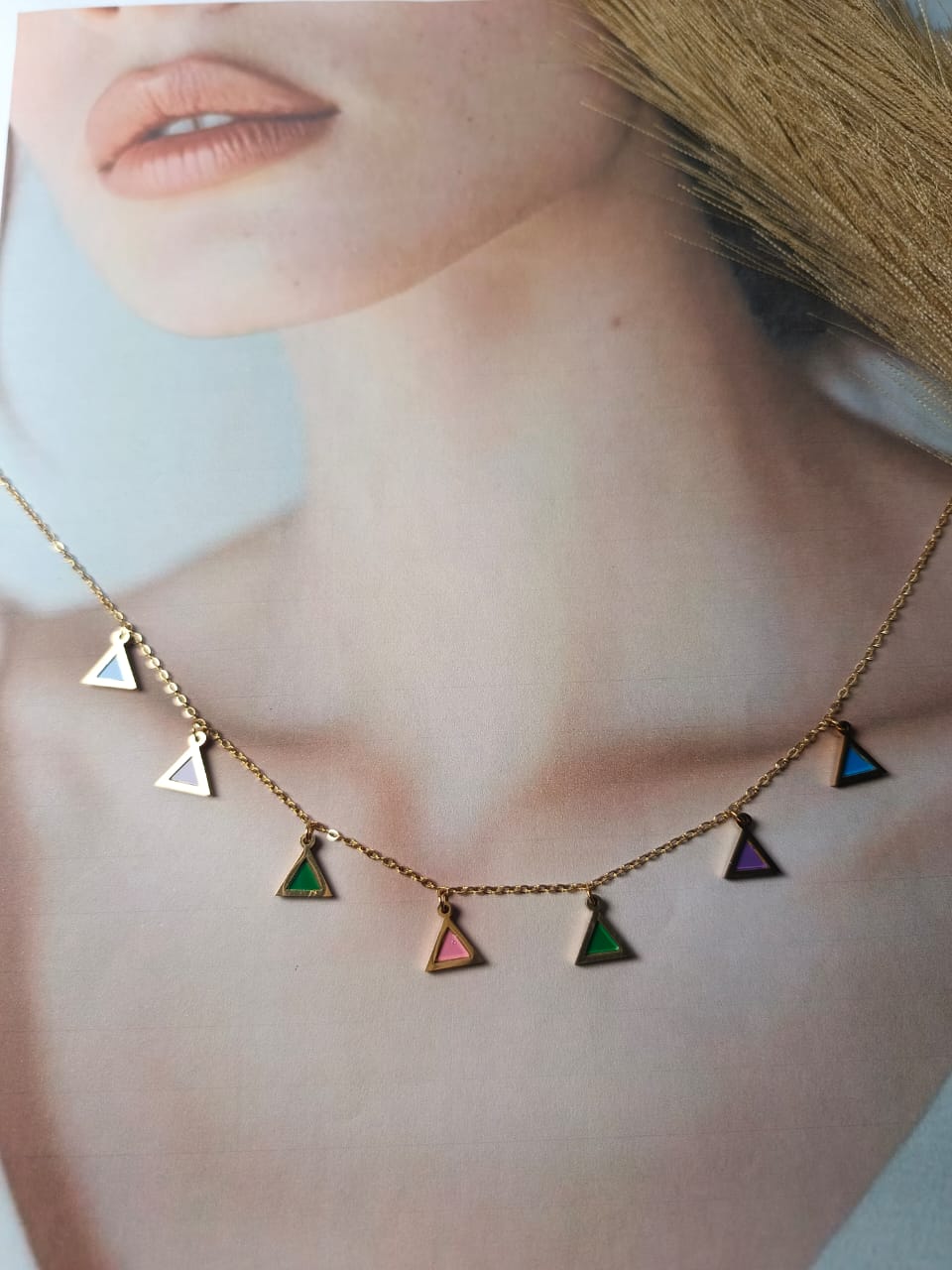 Anti-Tarnish Gold-Plated Triangle Dangle Necklace