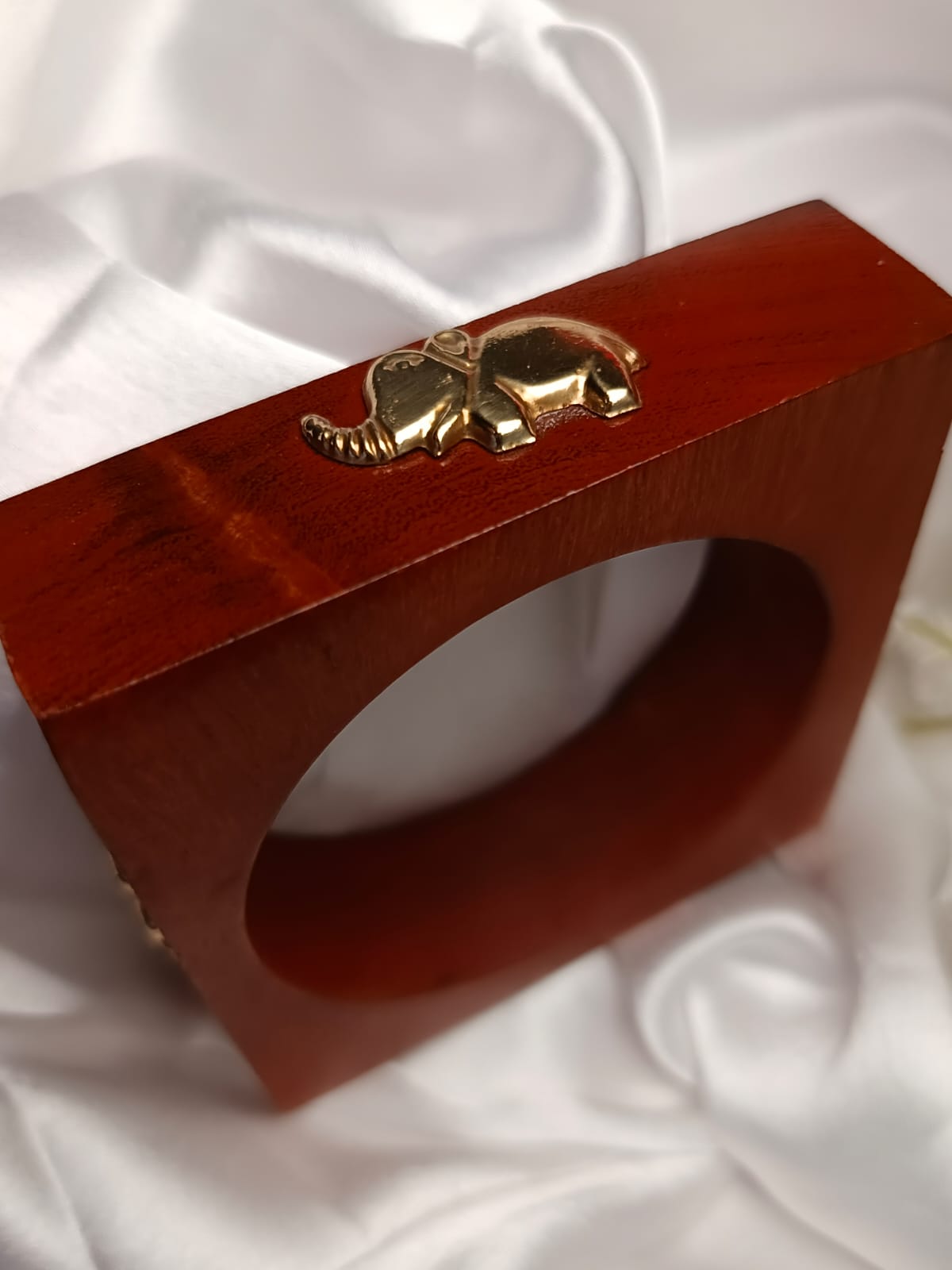 Trending free size up to 2'8 Wooden Bangle with Gold Accents