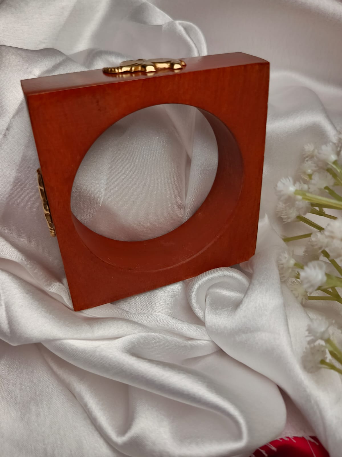Trending free size up to 2'8 Wooden Bangle with Gold Accents