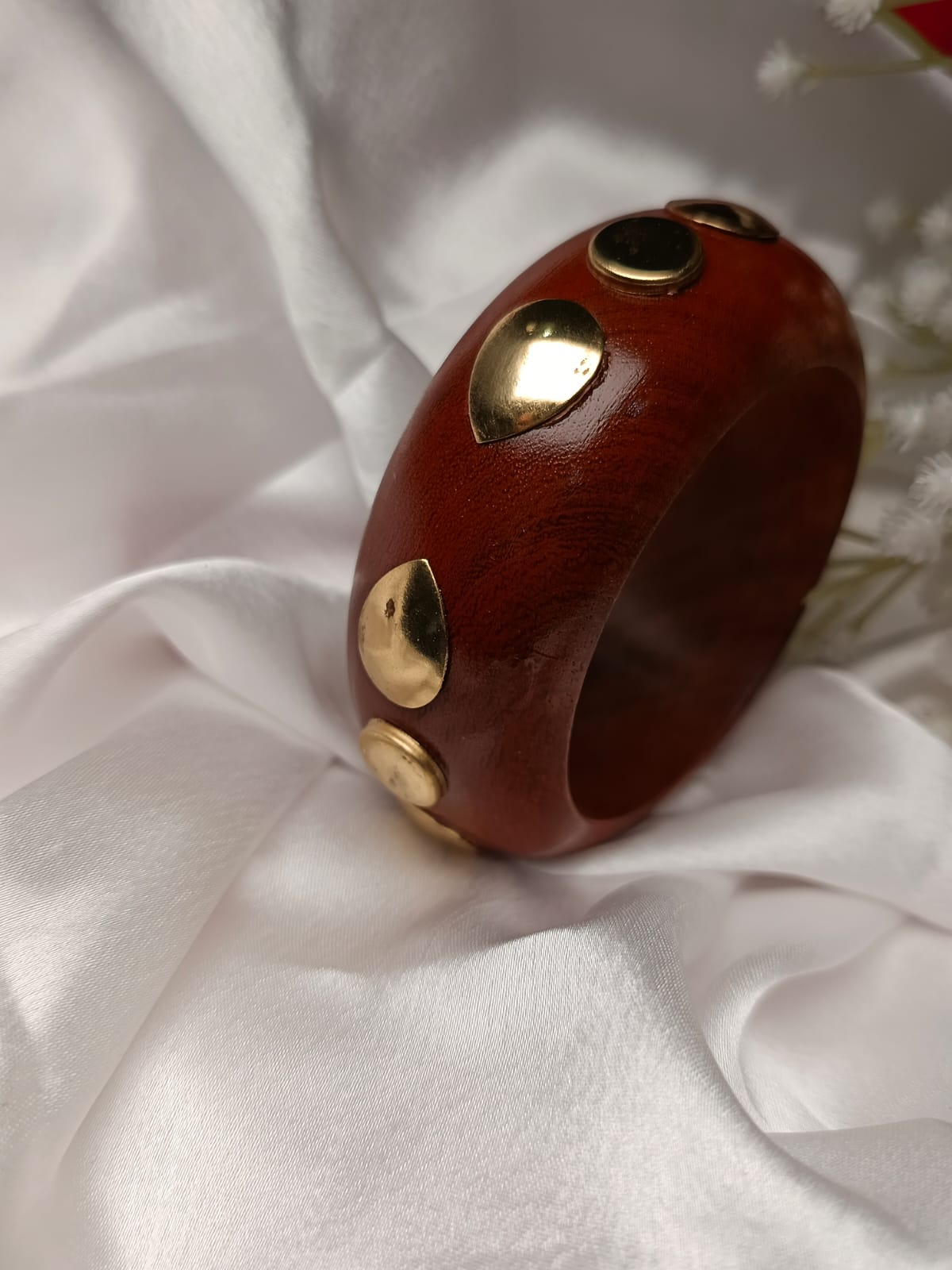 Trending Bohemian Luxe Wooden Cuff with Gold Accents size upto 2'8