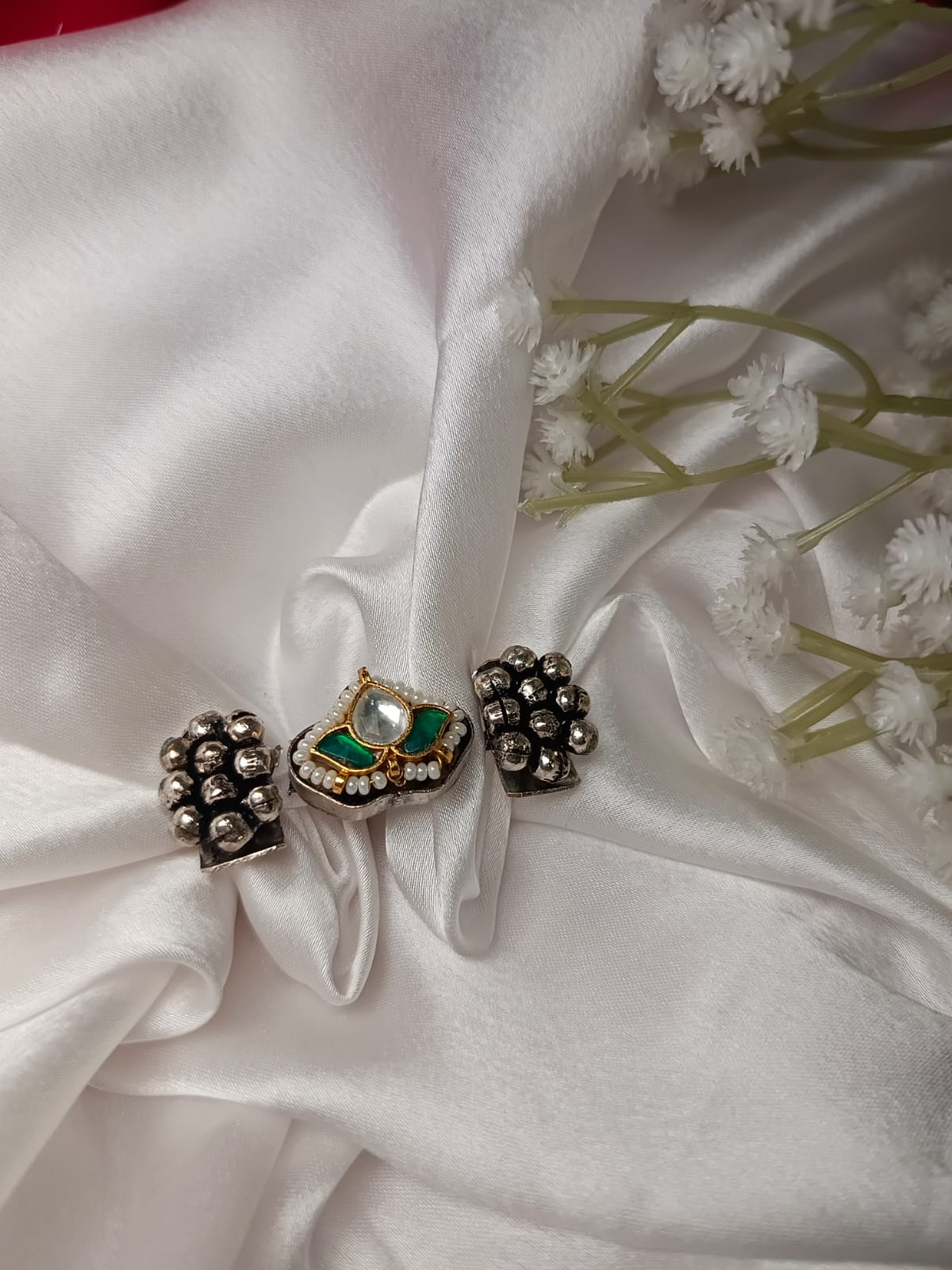 Adjustable Artisan Parrot & Pearl Brass Statement Ring