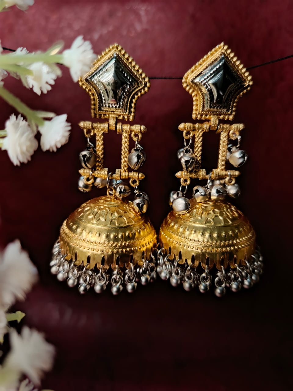 Dual-Tone Oxidized & Gold-Plated Brass Jhumkas