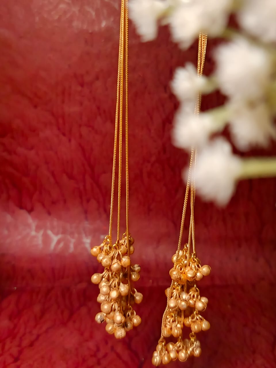 Antique Gold-Tone Brass Boho Dangler Earrings