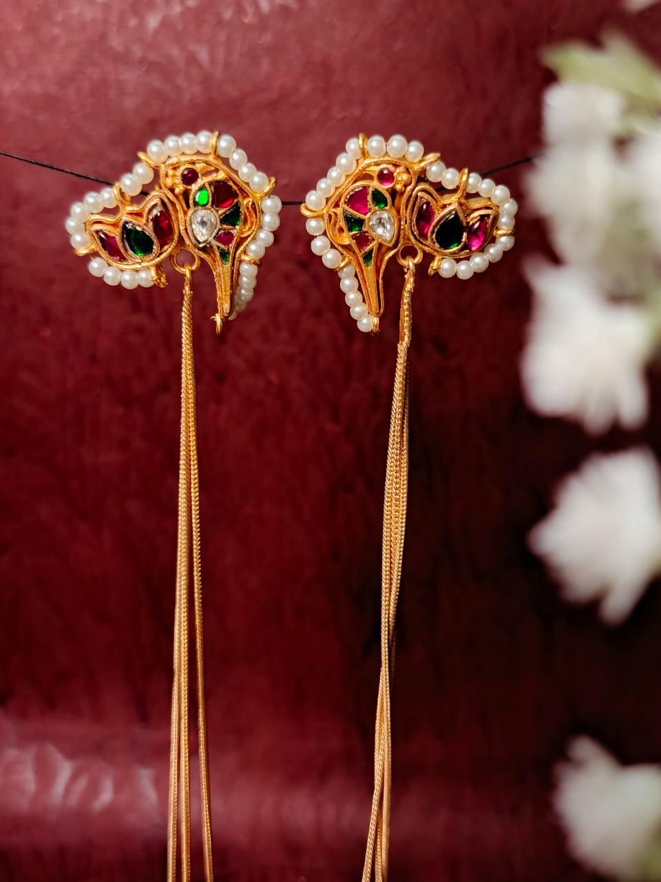 Antique Gold-Tone Brass Boho Dangler Earrings