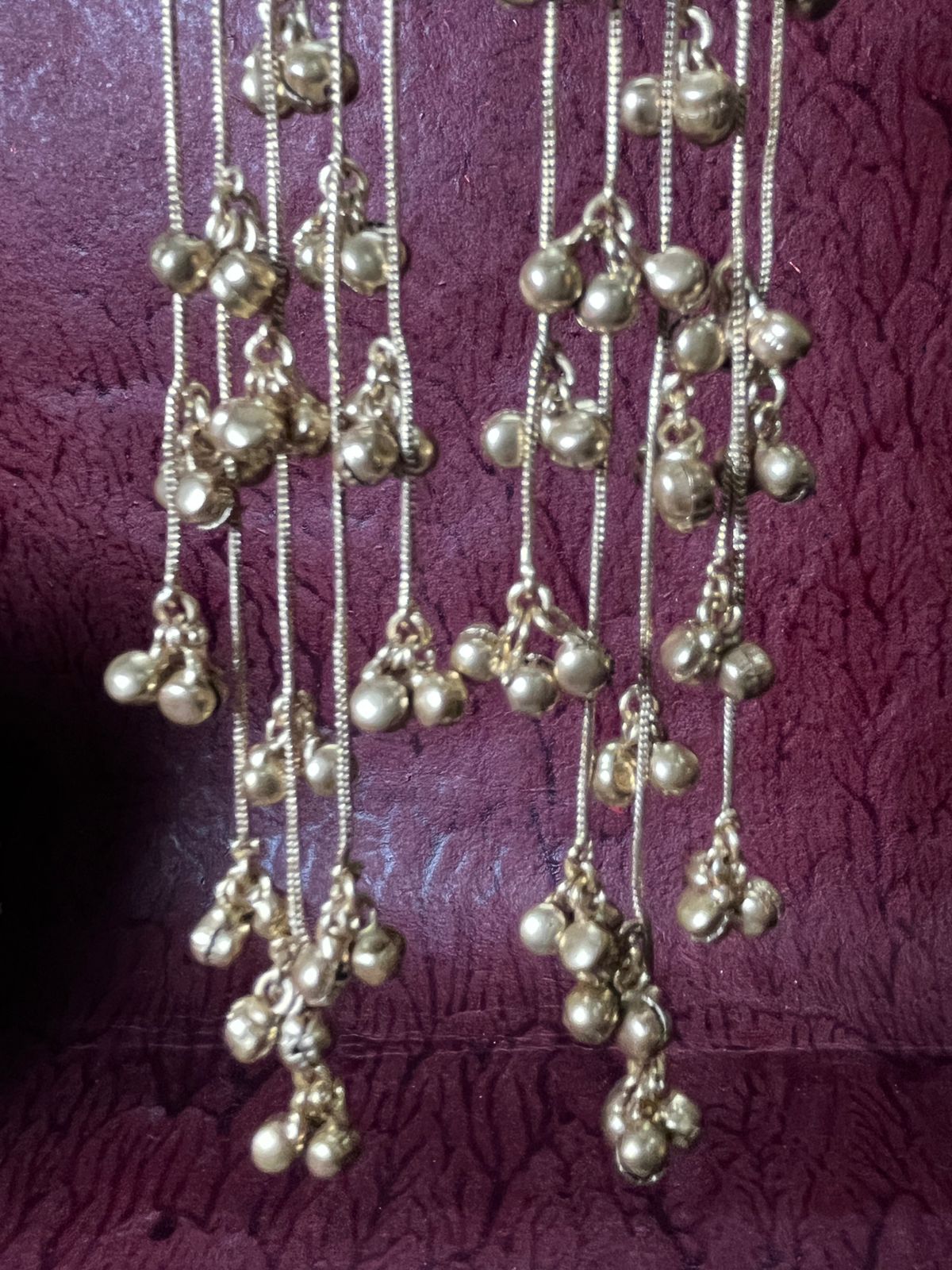 Dazzling Peacock Stud & Gold Ghungroo Chain Waterfall Earrings