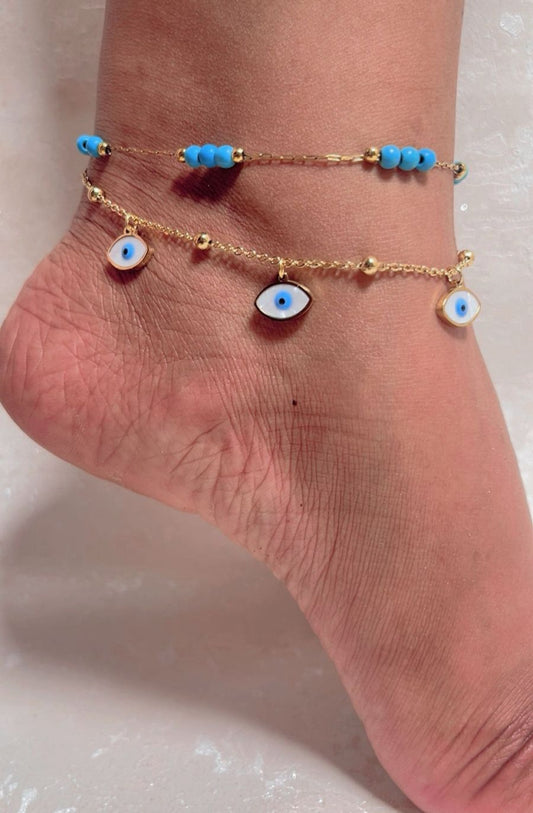 Anti tarnish Gold Plated 'Evil Eye' Anklet