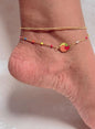 Anti tarnish Sweet Peach & Colorful Beaded Layered Anklet