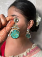 Stylish Blue and Gold Dangler Earrings