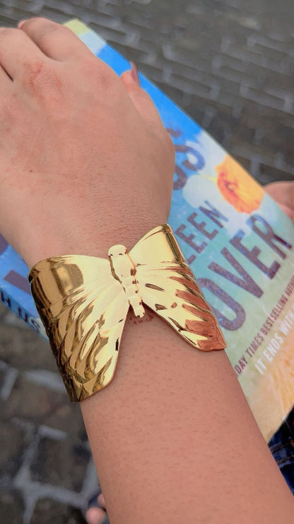 Anti tarnish Golden Butterfly Statement Cuff Bracelet