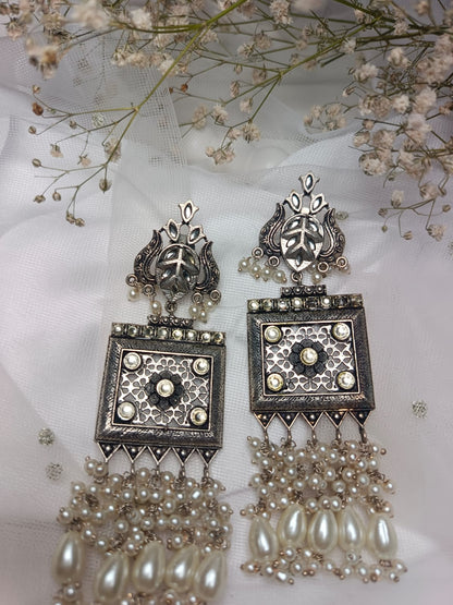 Traditional Silver and Pearl Earrings