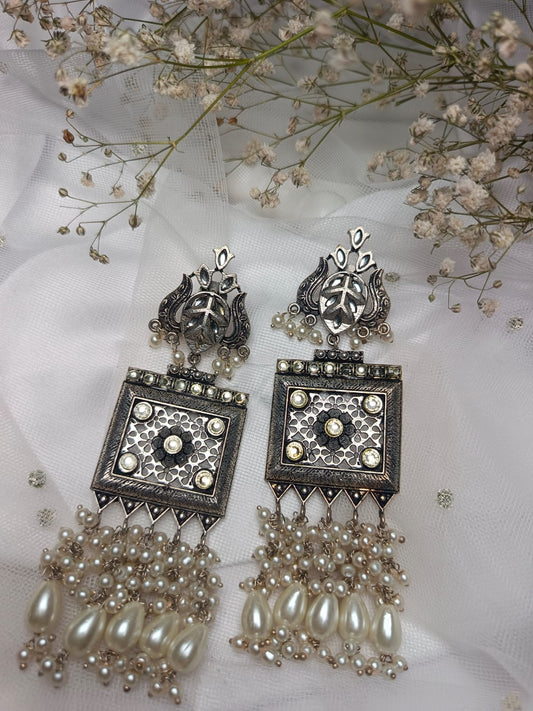 Traditional Silver and Pearl Earrings