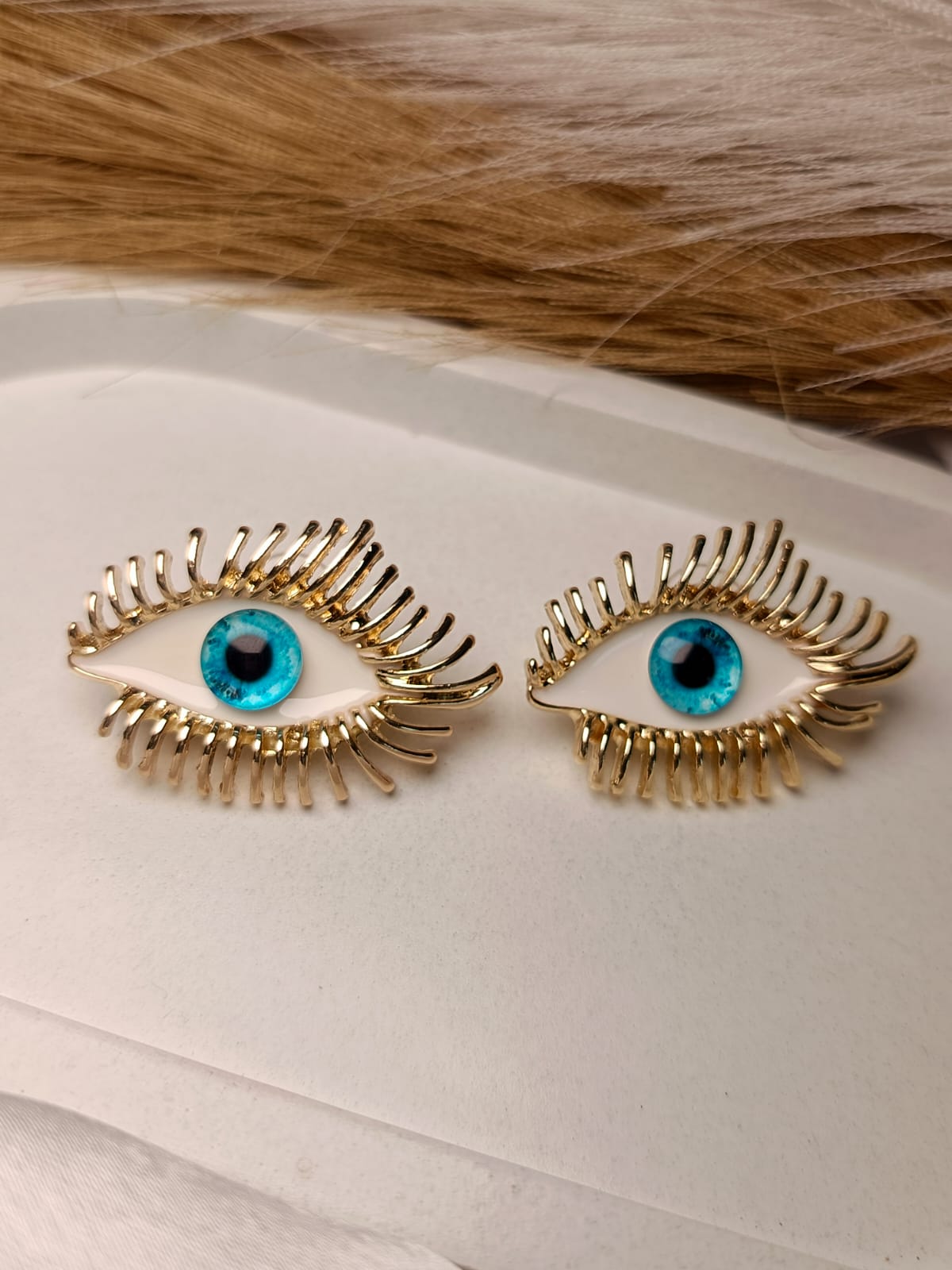 Anti tarnish Golden Evil Eye Earrings