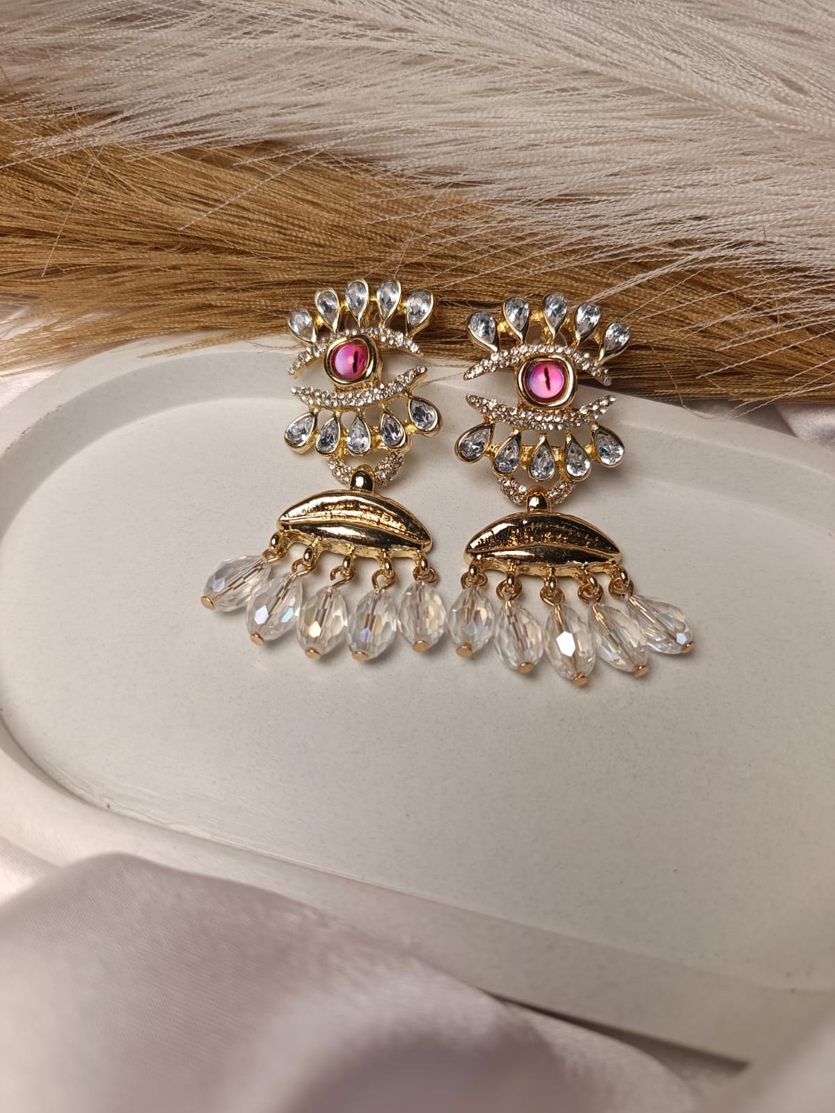 Anti tarnish Embellished Earrings with Crystals