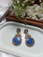 Stylish Blue and Gold Dangler Earrings