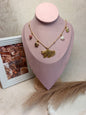 Anti tarnish Golden Ginkgo Leaf Necklace with Dainty Charms