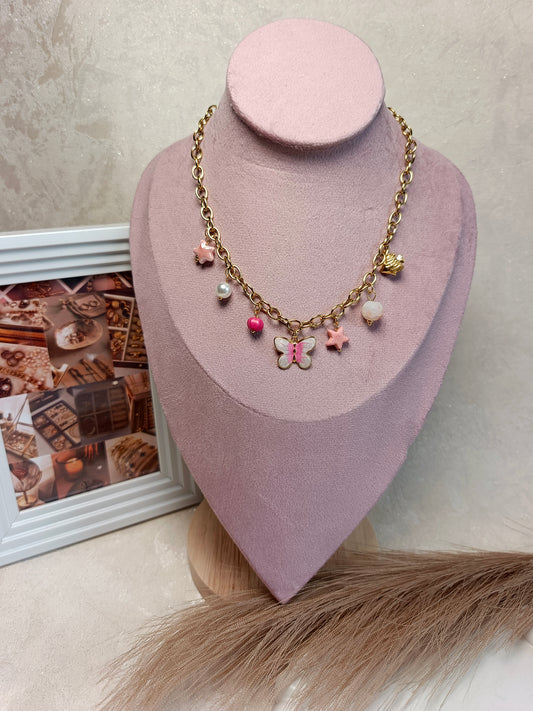 Whimsical Butterfly & Star Charm Necklace